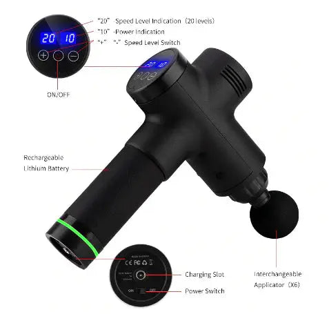 30 Level Massage Gun – Percussion Massager with 6 Heads