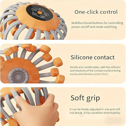 20-Head Vibrating Scalp Massager – Orange Red-Light Octopus Scratcher