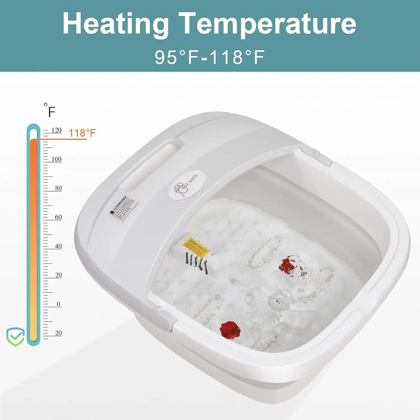 Collapsible Foot Bath Massager with Heat, Bubbles & Wireless Remote Control