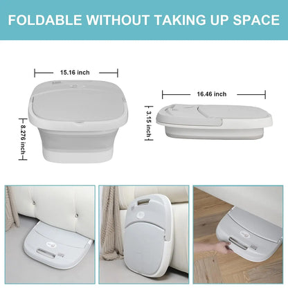 Collapsible Foot Bath Massager with Heat, Bubbles & Wireless Remote Control