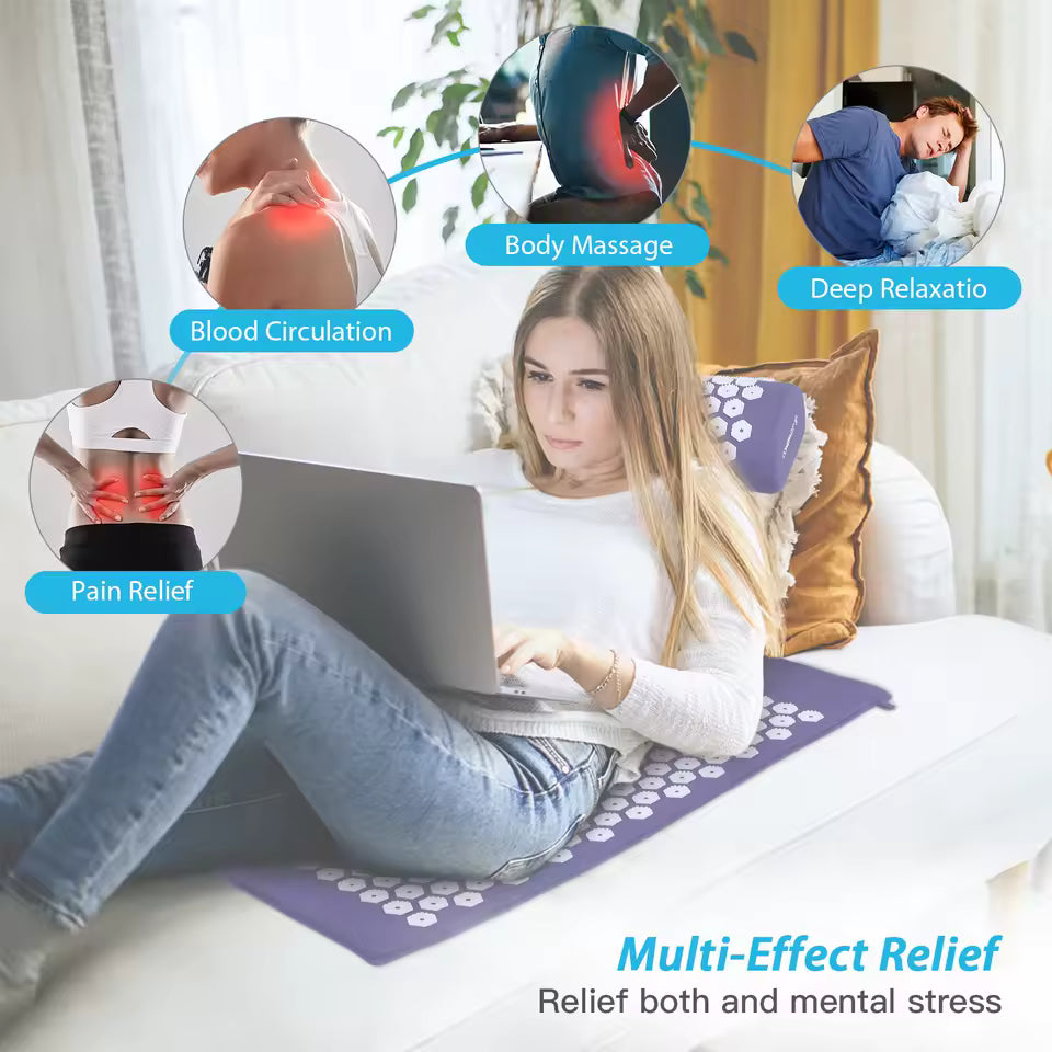 Acupressure Mat & Pillow Set – Cotton PVC Sponge
