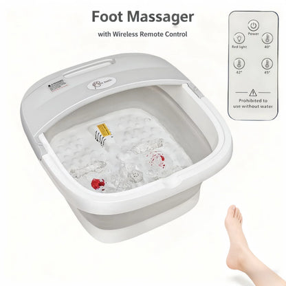 Collapsible Foot Bath Massager with Heat, Bubbles & Wireless Remote Control