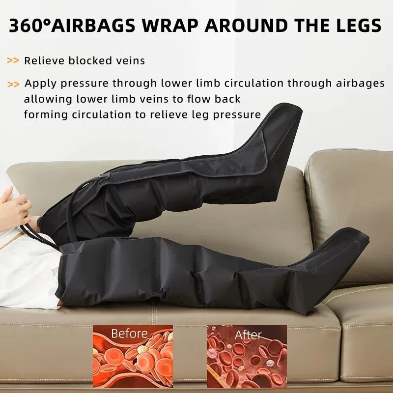 Air Compression Leg Massager Boots – Calf & Foot Massage, Remote Control