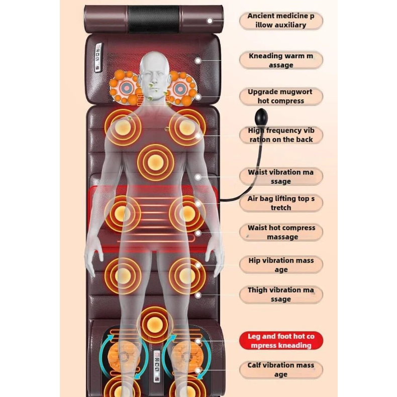 Electric Full Body Massage Mattress with Heating & Hand Control