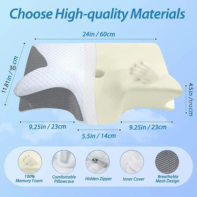 2-in-1 Memory Foam Cervical Pillow – Ergonomic Contour Neck Support