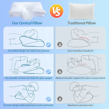 2-in-1 Memory Foam Cervical Pillow – Ergonomic Contour Neck Support