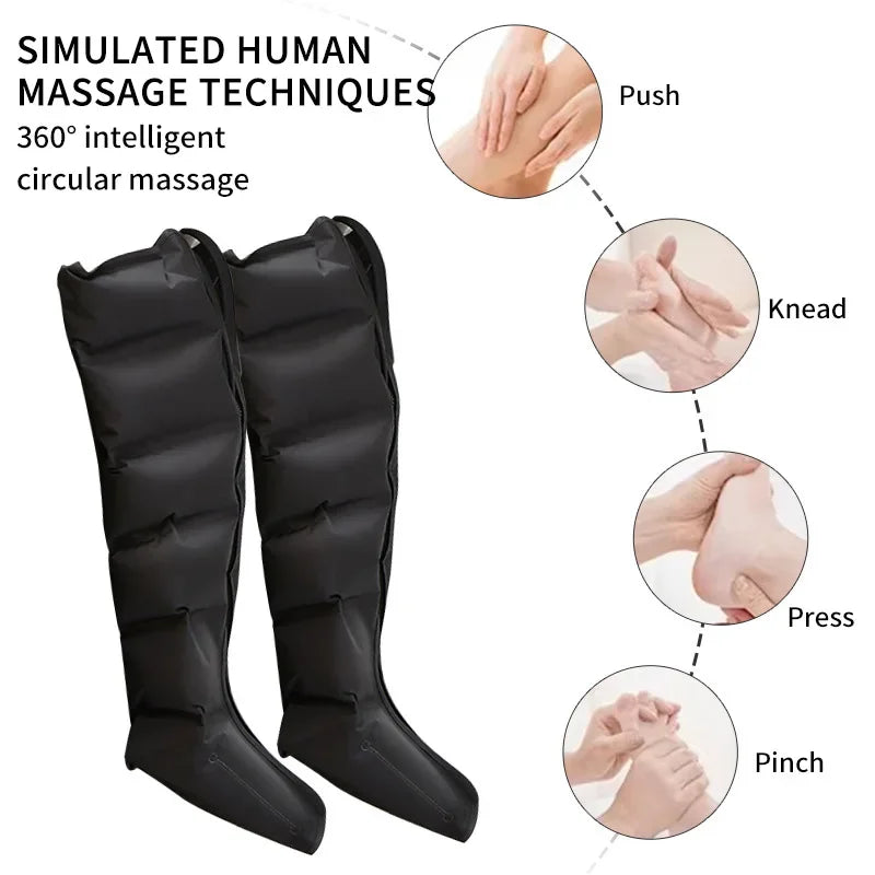 Air Compression Leg Massager Boots – Calf & Foot Massage, Remote Control