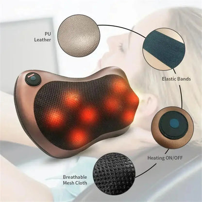 Electric Neck & Shoulder Massage Pillow – Kneading Comfort for Neck & Back