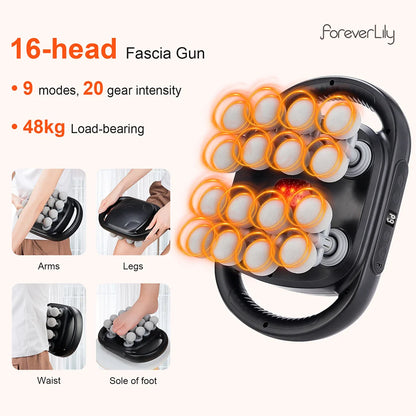 16-Head Fascia Massage Gun – High-Frequency Muscle Relief Massager