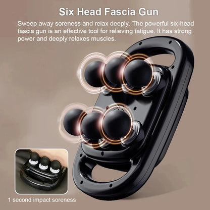 6-Head Massage Gun – Deep Tissue Full-Body Percussion