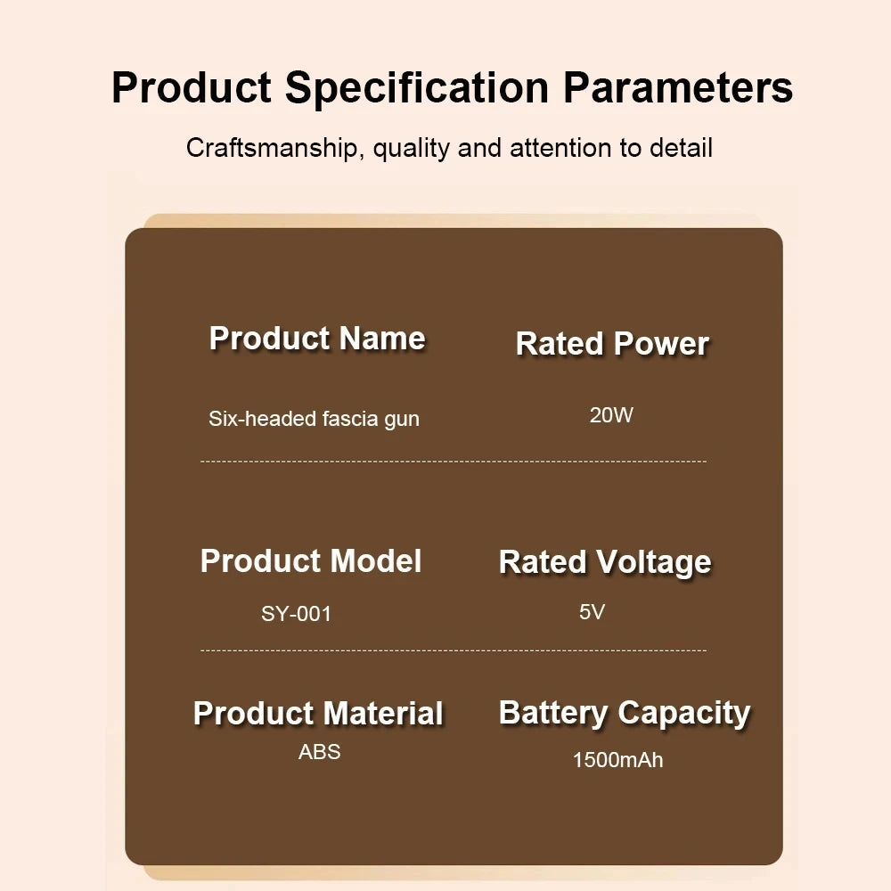 6-Head Massage Gun – Deep Tissue Full-Body Percussion