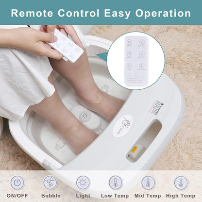 Collapsible Foot Bath Massager with Heat, Bubbles & Wireless Remote Control