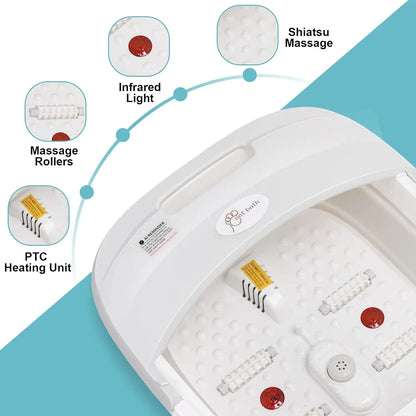 Collapsible Foot Bath Massager with Heat, Bubbles & Wireless Remote Control