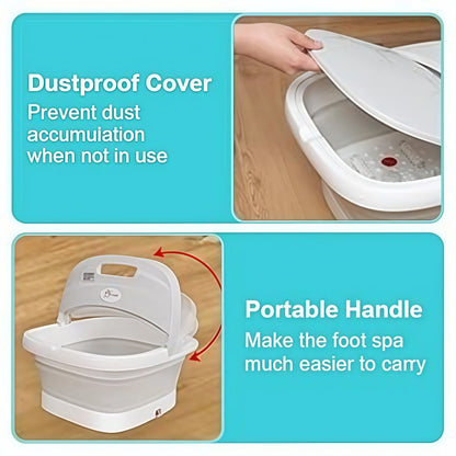 Collapsible Foot Bath Massager with Heat, Bubbles & Wireless Remote Control