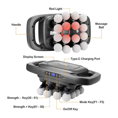 16-Head Fascia Massage Gun – High-Frequency Muscle Relief Massager