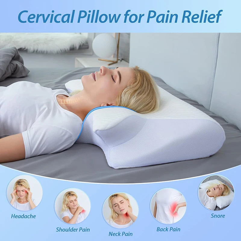 2-in-1 Memory Foam Cervical Pillow – Ergonomic Contour Neck Support