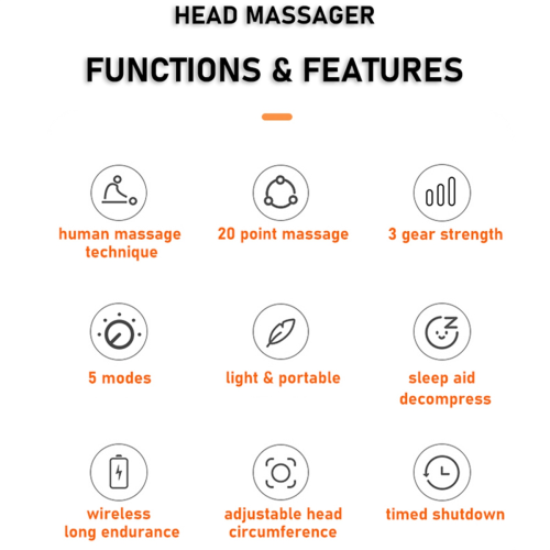 20-Head Vibrating Scalp Massager – Orange Red-Light Octopus Scratcher