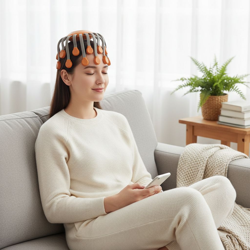 20-Head Vibrating Scalp Massager – Orange Red-Light Octopus Scratcher